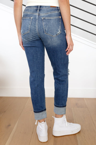 Danny Mid Rise Cuffed Destroyed Boyfriend Jeans