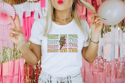 PREORDER: Leopard Happy New Year Graphic Tee