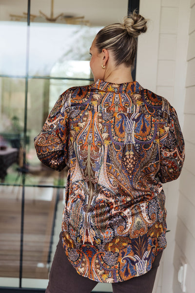 Along For the Ride Paisley Print Button Down Blouse