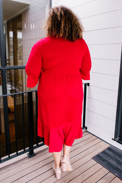 DOORBUSTER Cloudy Skies Dress in Crimson