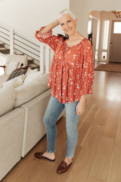 DOORBUSTER Daisy Flow Blouse In Rust