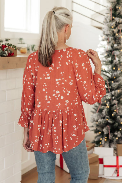 DOORBUSTER Daisy Flow Blouse In Rust