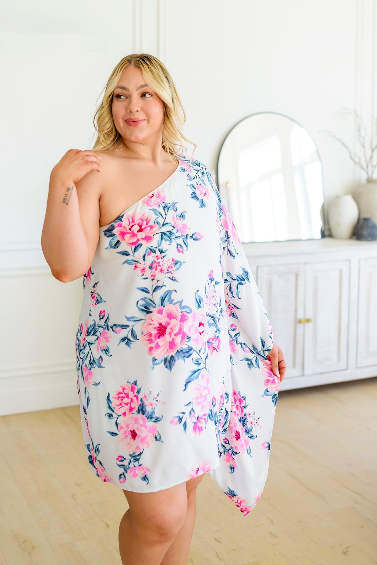 Forever Smitten Floral One Shoulder Dress