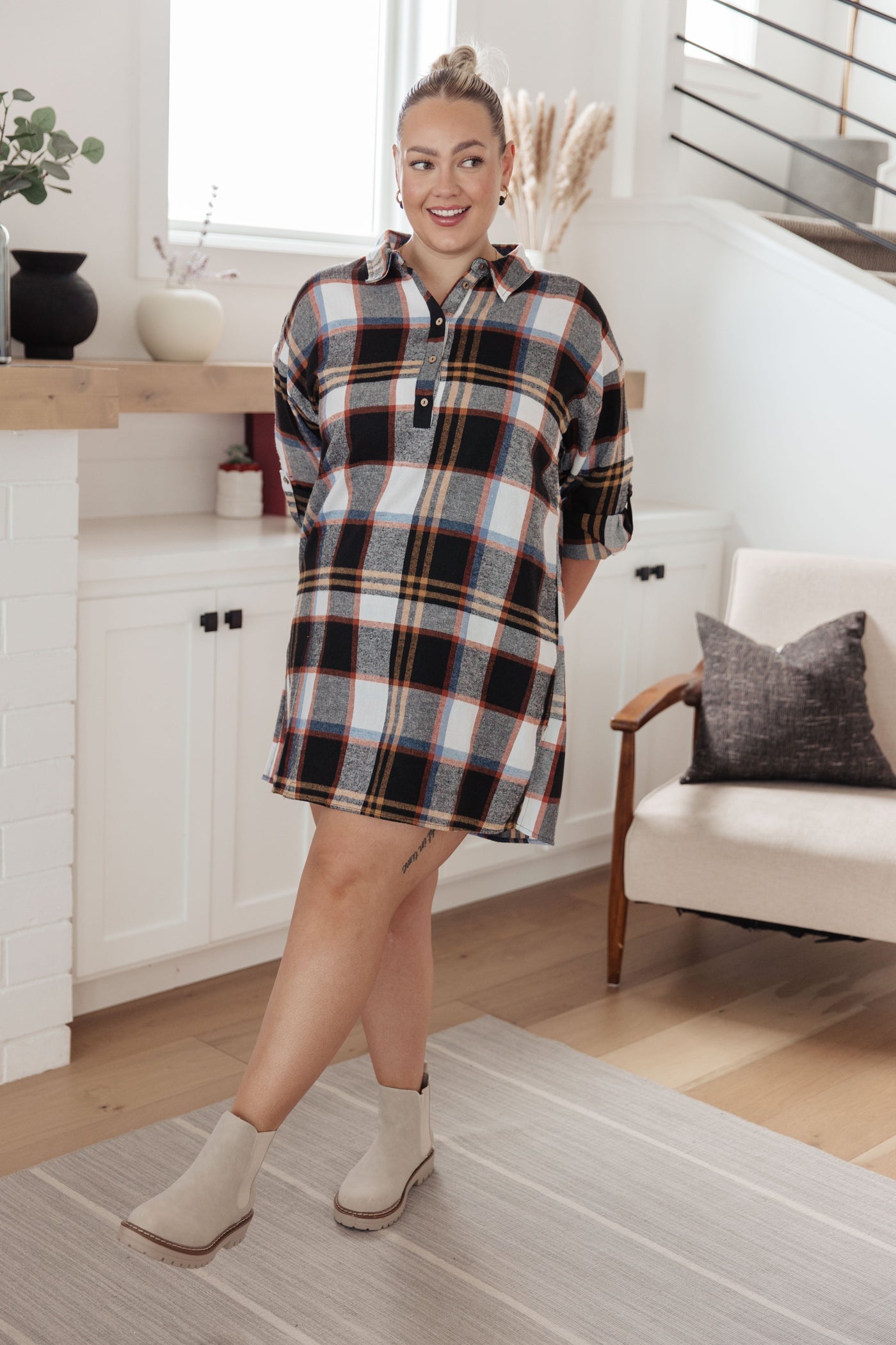 Make it Right Plaid Shirt Dress