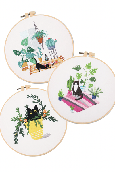 Cute Cat Embroidery Kit Yoga Kitty