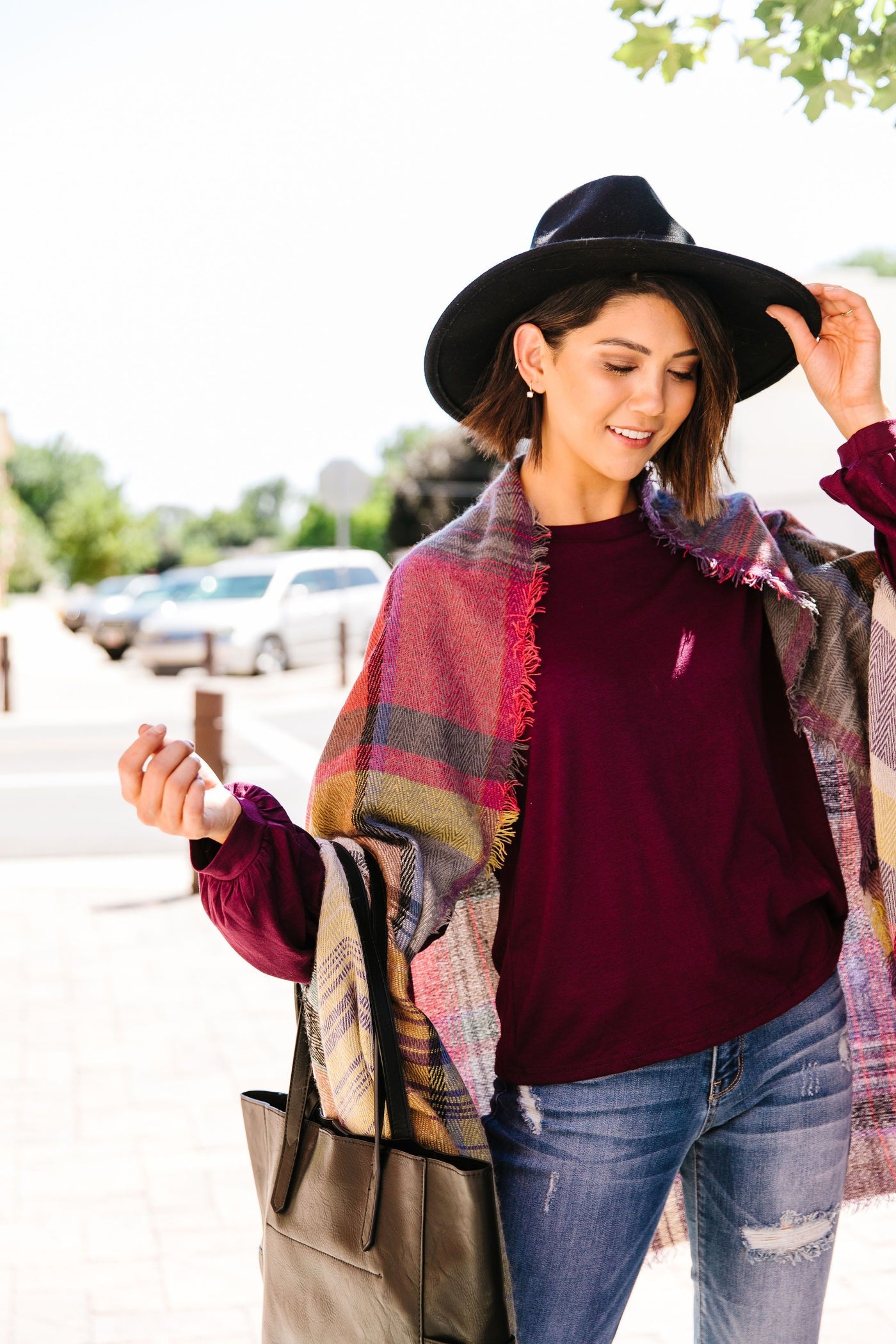 Nacho Basic Plaid Poncho