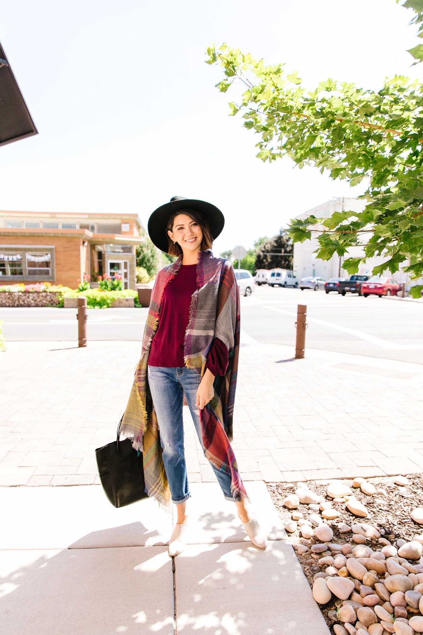 Nacho Basic Plaid Poncho