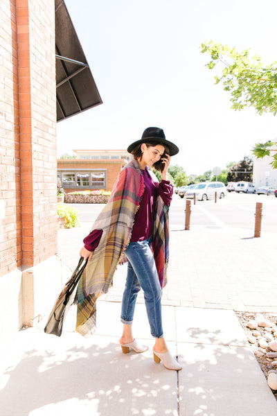 Nacho Basic Plaid Poncho