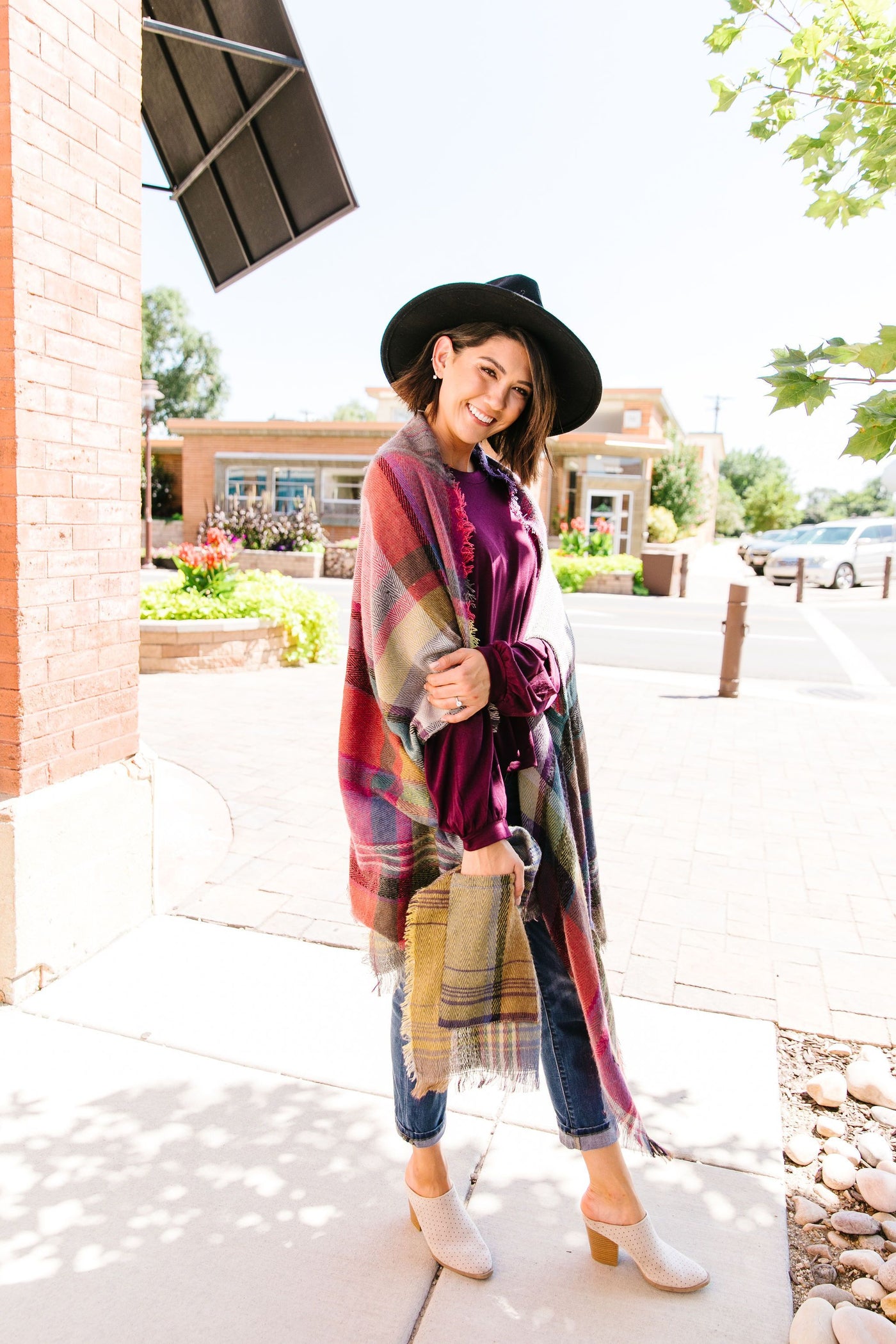 Nacho Basic Plaid Poncho