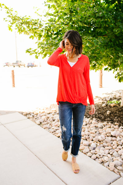 Tomato Red Gauzy Top