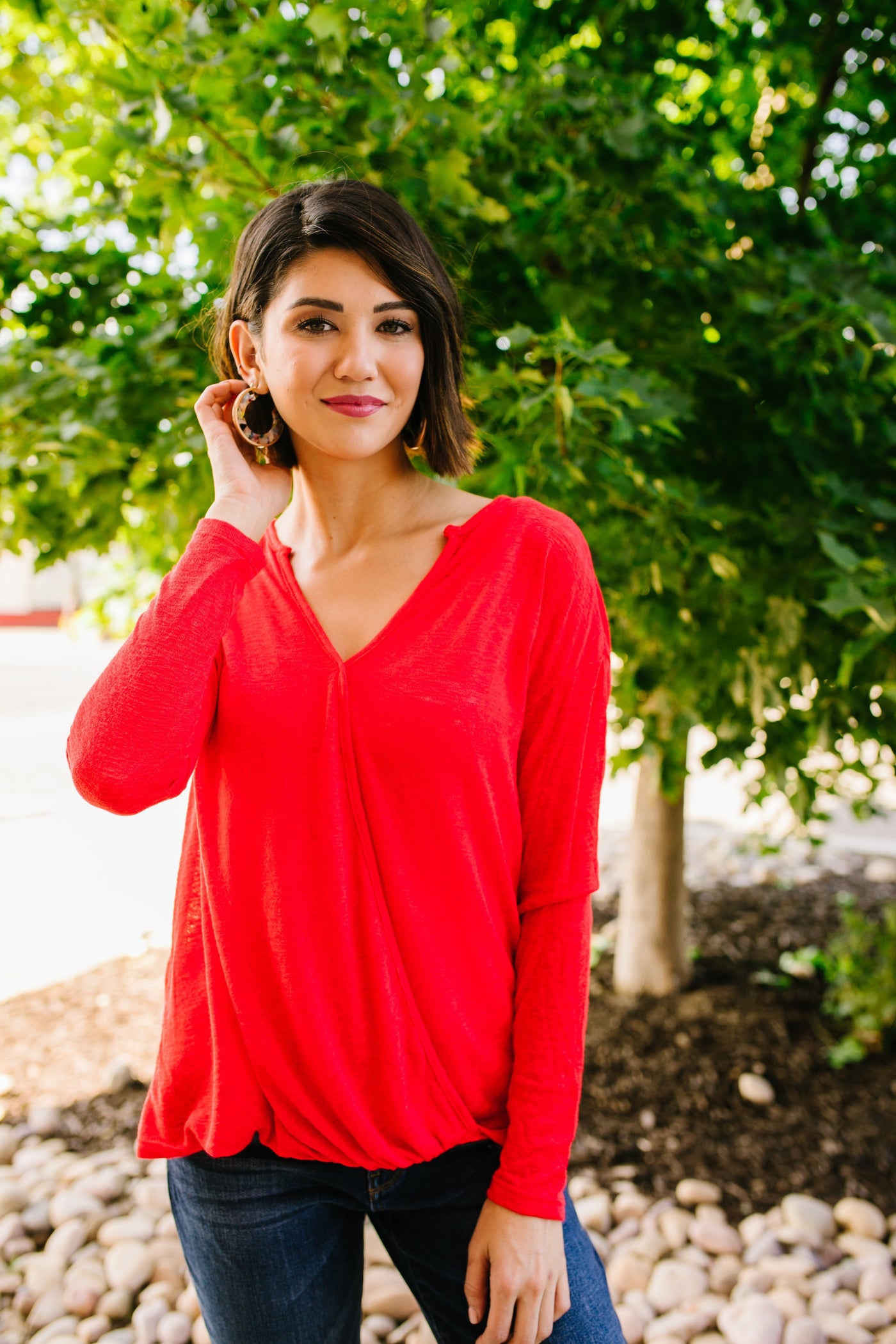 Tomato Red Gauzy Top