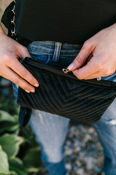 Velvet Chevron Crossbody Bag