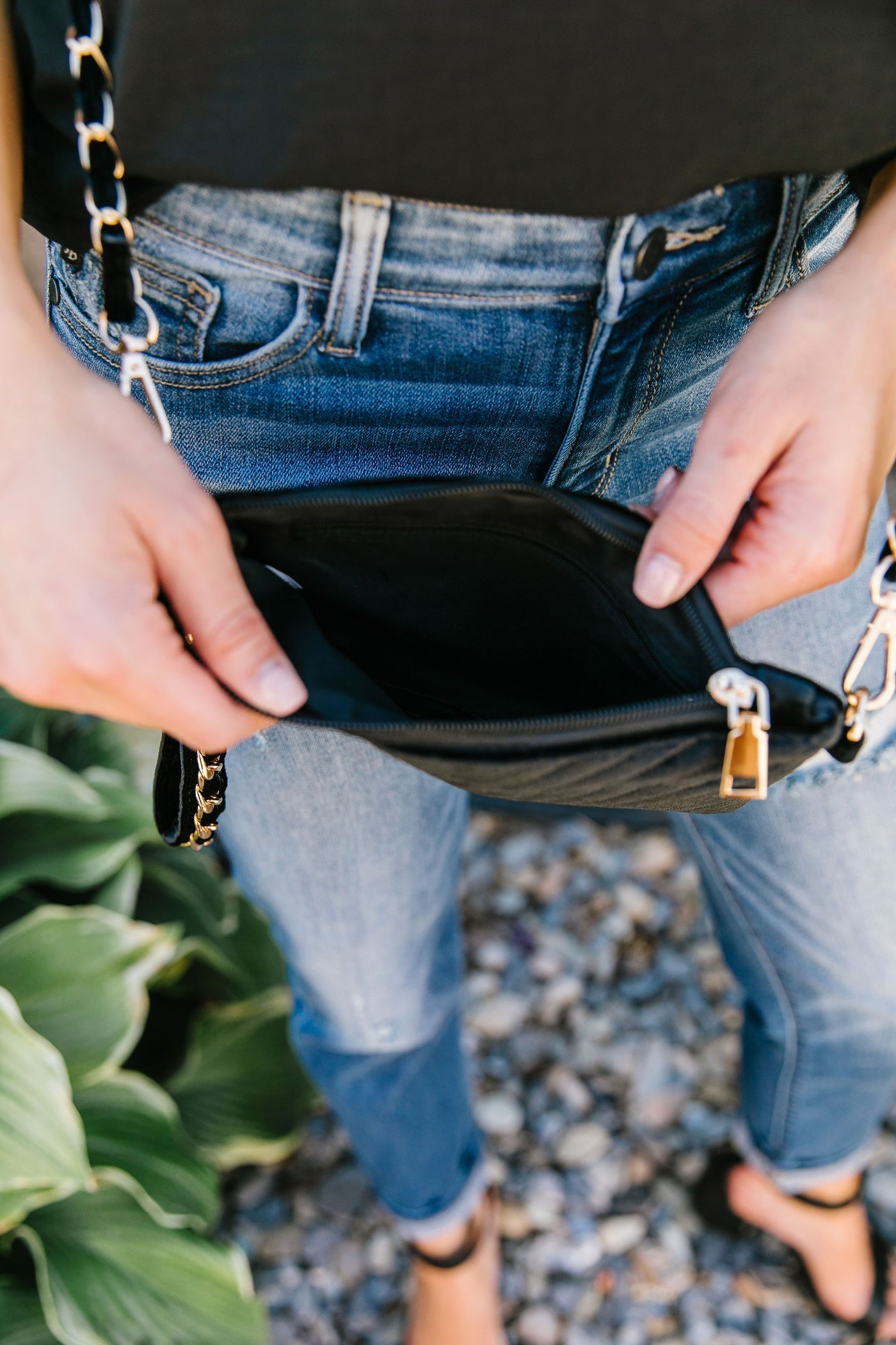 Velvet Chevron Crossbody Bag