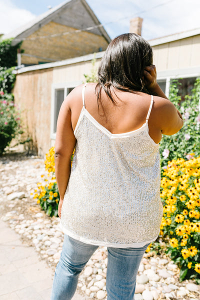 You Glow Girl Sequin Cami In Champagne